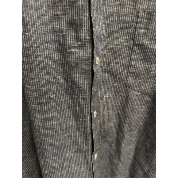 BIG & TALL Billy Reid Button Up Shirt XXL Cotton/Linen Slim Fit Grey Stripe GUC - Picture 9 of 13